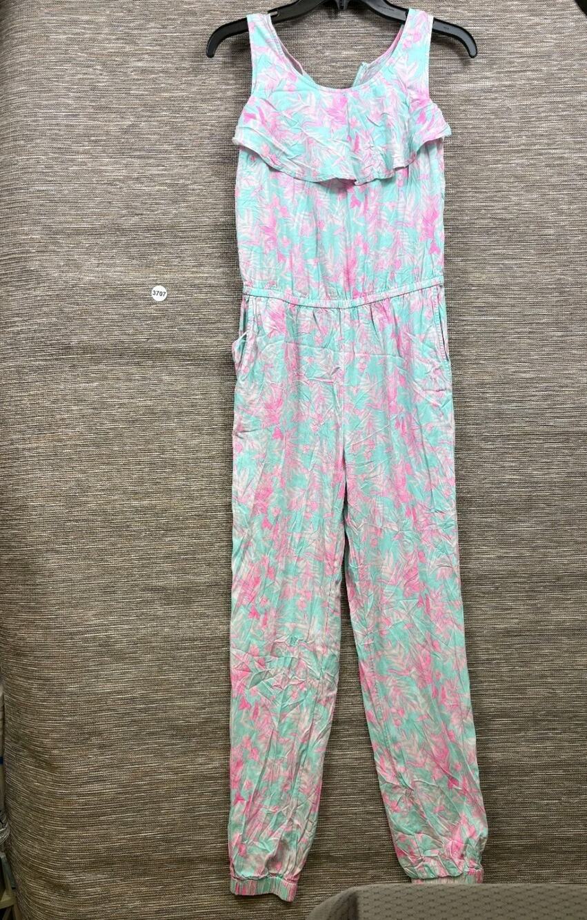 Vineyard Vines Girls Printed Romper Size 16 Pink Teal Sleeveless